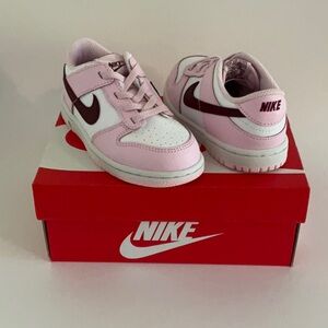 Nike Dunk Low (TDE) Kids Pink and White Sneakers
